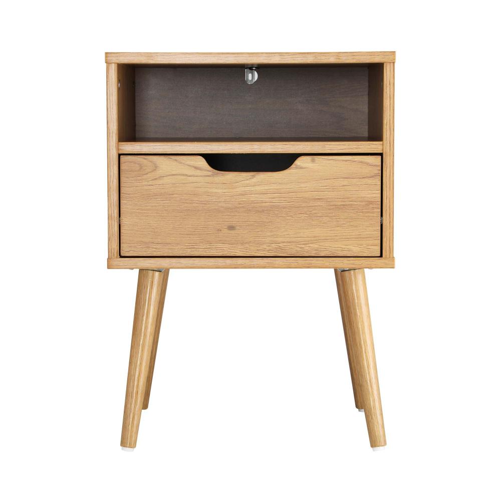 Oikiture Bedside Table Drawers Side Tables Nightstand Bedroom Cabinet Wood-Bedside Table-PEROZ Accessories