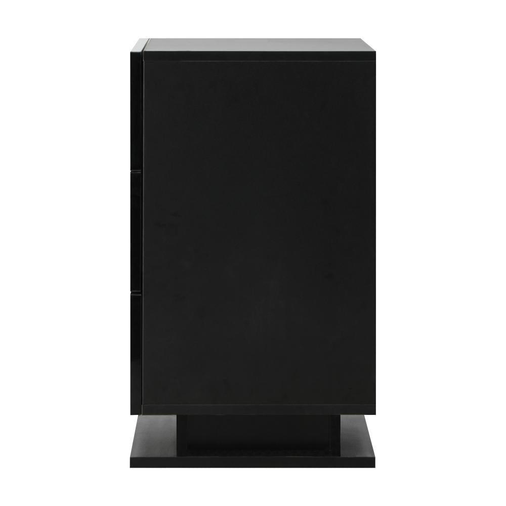 Oikiture Bedside Table RGB LED Nightstand Cabinet 3 Drawers Side Table Home Bedroom Furniture-Black-Bedside Table-PEROZ Accessories
