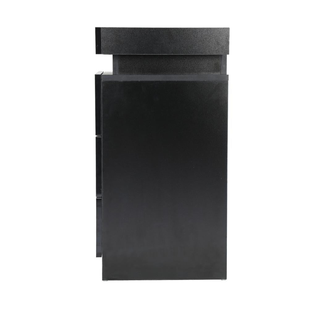 Oikiture Bedside Table RGB LED Nightstand Cabinet 3 Drawers Side Table Furniture Black-Bedside Table-PEROZ Accessories