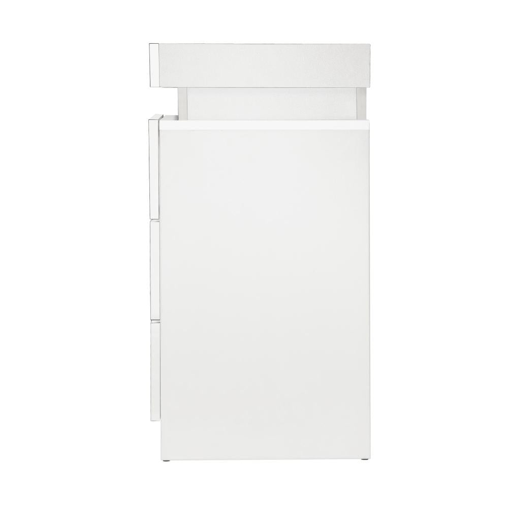 Oikiture Bedside Table RGB LED Nightstand Cabinet 3 Drawers Side Table Furniture White-Bedside Table-PEROZ Accessories