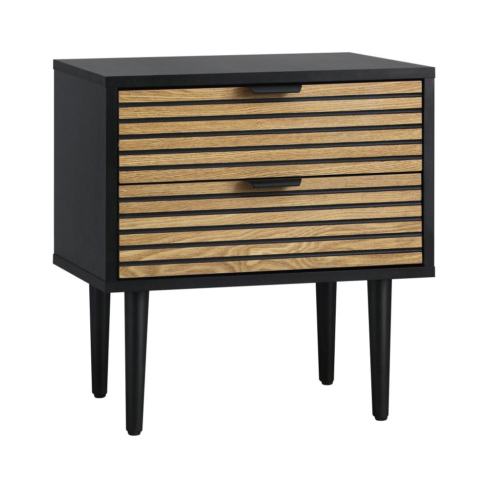 Shop Oikiture Bedside Table 2 Drawers Side Table Bedroom Furniture Storage Unit Black  | PEROZ Australia