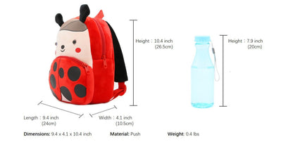 Anykidz 3D Red Ladybug Kids School Backpack Cute Cartoon Animal Style Children Toddler Plush Bag Perfect Accessories For Boys and Girls-Backpacks-PEROZ Accessories