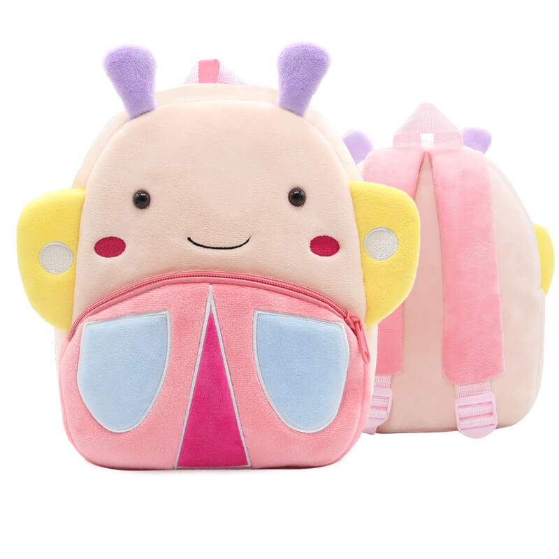 Anykidz 3D Pink Butterfly Kids School Backpack Cute Cartoon Animal Style Children Toddler Plush Bag Perfect Accessories For Baby Girls and Boys-Backpacks-PEROZ Accessories