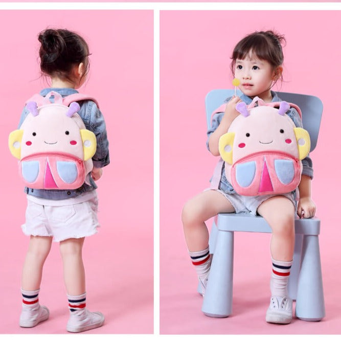 Anykidz 3D Pink Butterfly Kids School Backpack Cute Cartoon Animal Style Children Toddler Plush Bag Perfect Accessories For Baby Girls and Boys-Backpacks-PEROZ Accessories