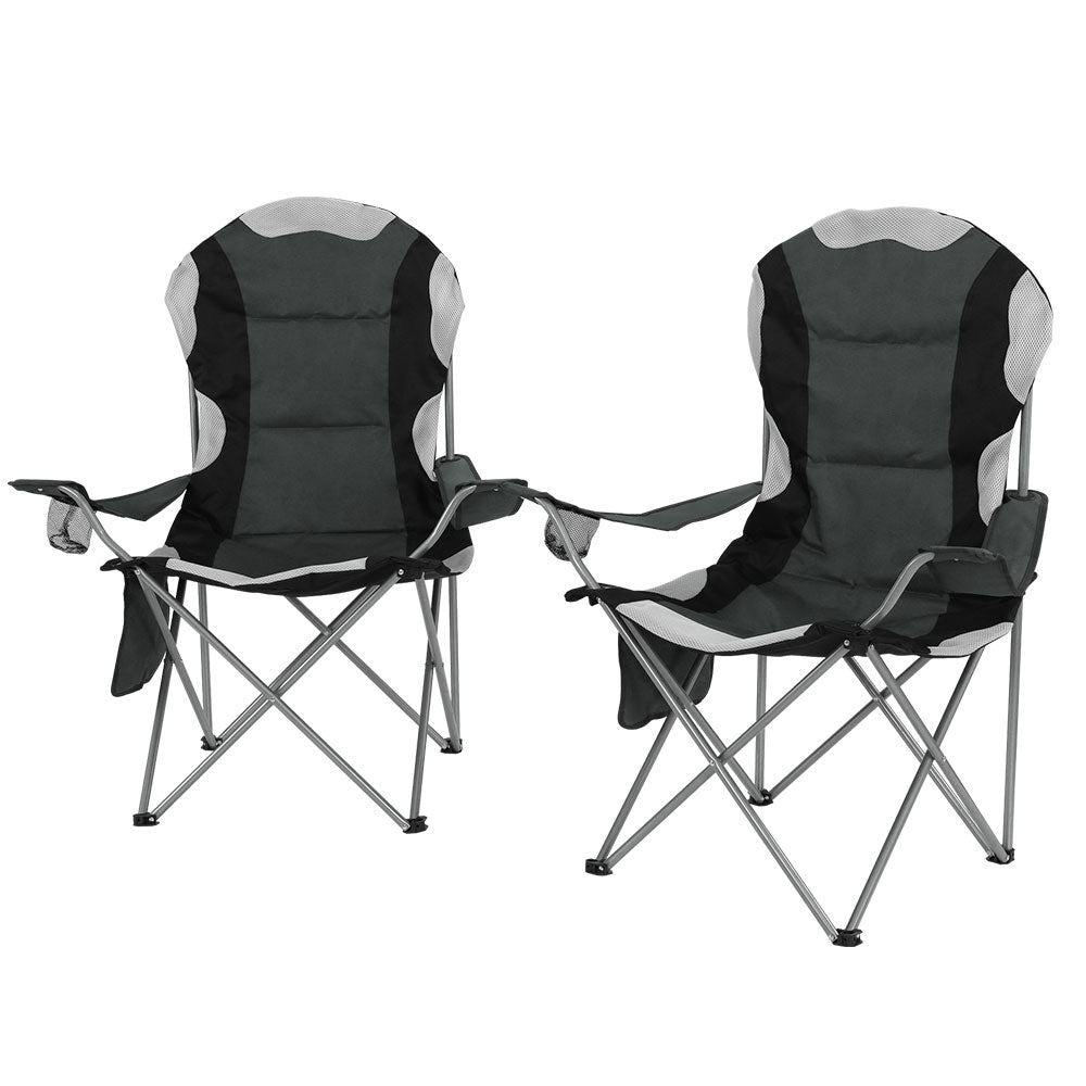 Weisshorn 2X Folding Camping Chairs Arm Chair Portable Outdoor Beach Fishing BBQ-Outdoor > Camping-PEROZ Accessories