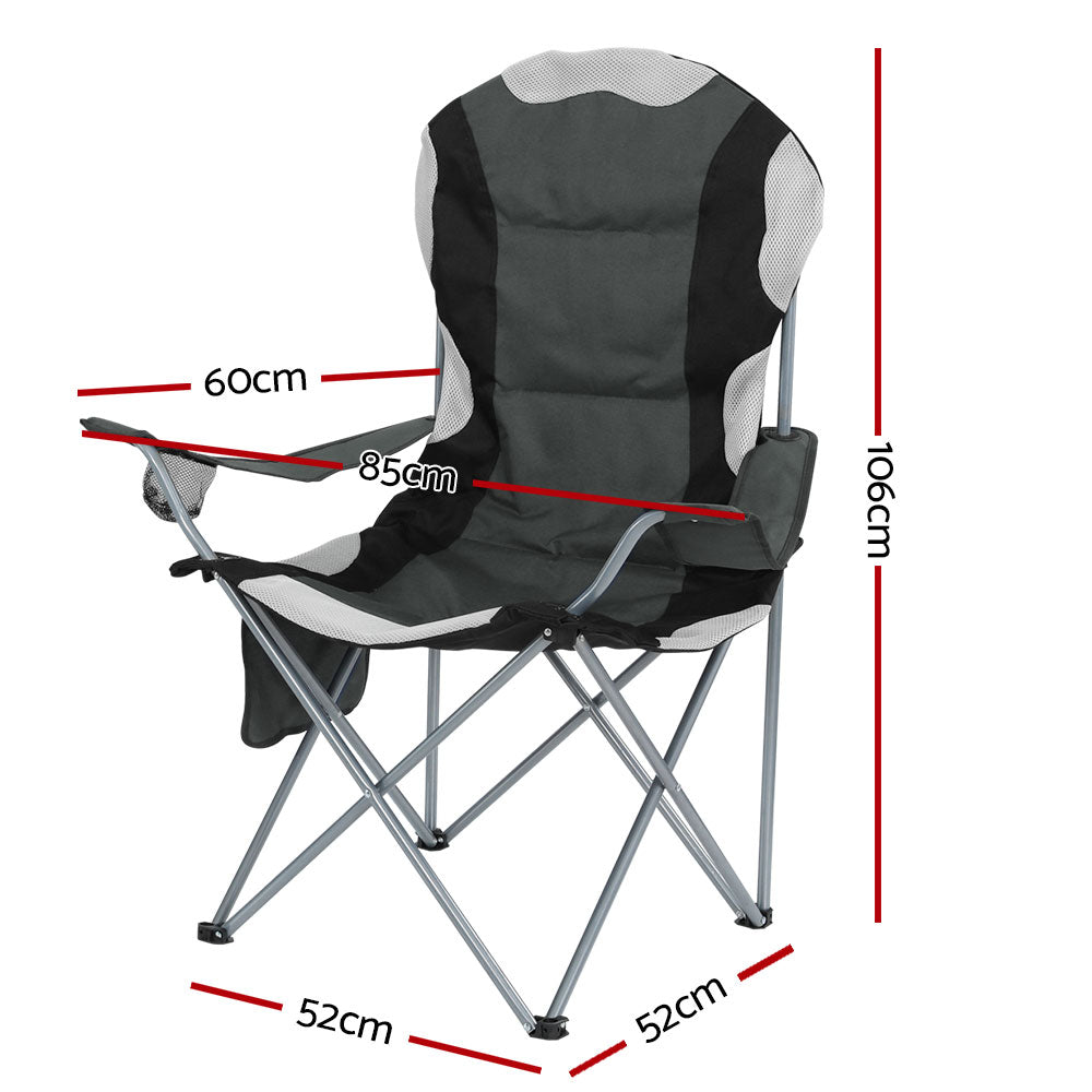 Weisshorn 2X Folding Camping Chairs Arm Chair Portable Outdoor Beach Fishing BBQ-Outdoor > Camping-PEROZ Accessories