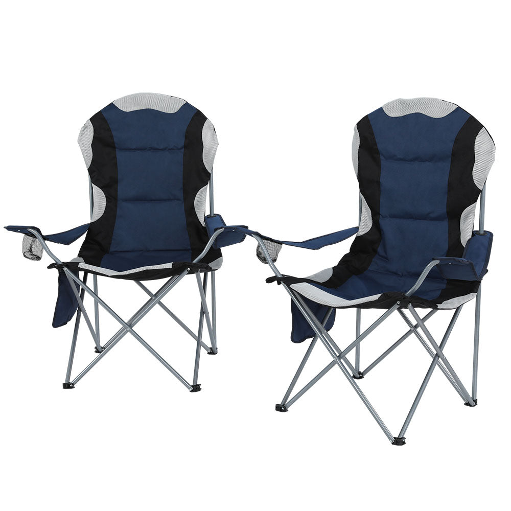 Weisshorn 2X Camping Chairs Folding Arm Chair Portable Camping Garden Fishing-Outdoor > Camping-PEROZ Accessories