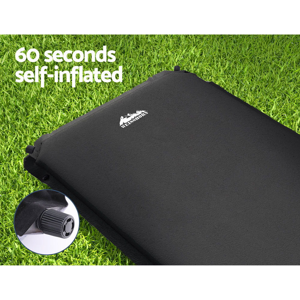 Weisshorn Self Inflating Mattress 9.5CM Camping Sleeping Air Bed Single Black-Outdoor > Camping-PEROZ Accessories
