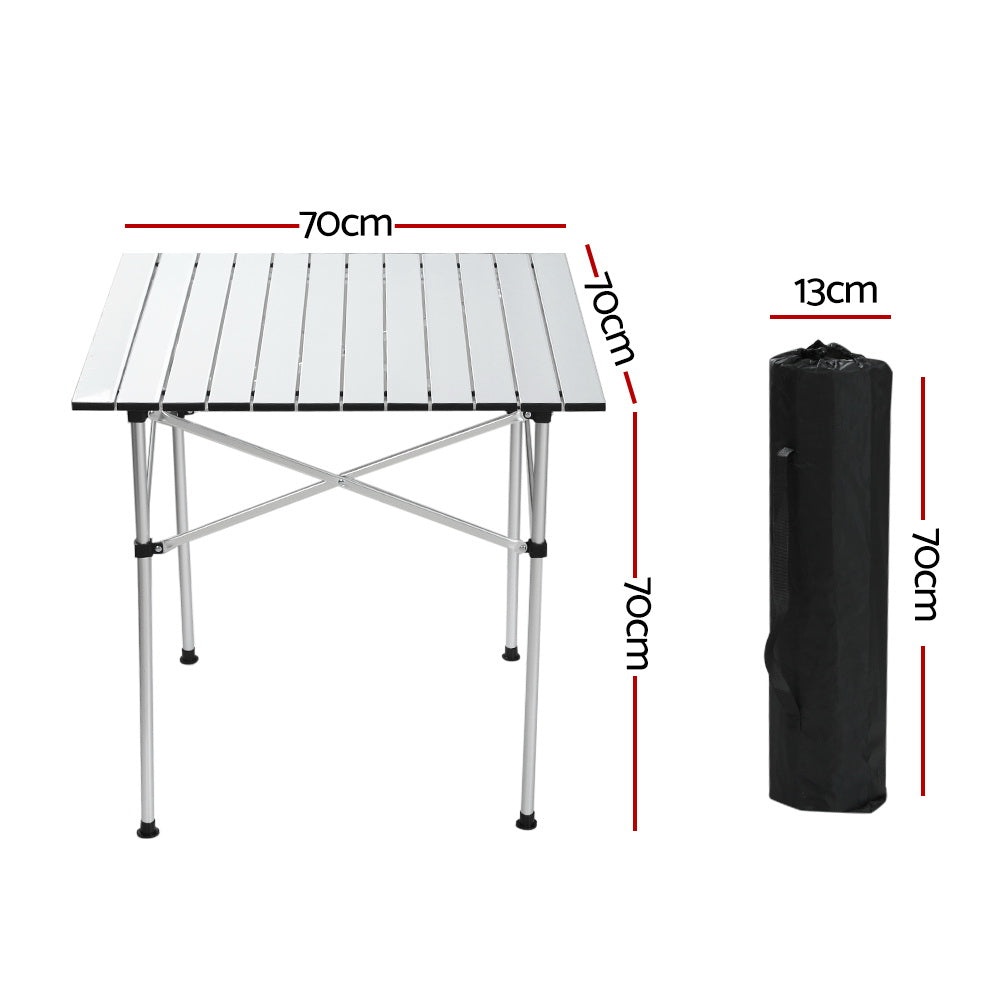 Weisshorn Camping Table Roll Up Aluminum Portable Desk Picnic 70CM-Outdoor > Camping-PEROZ Accessories