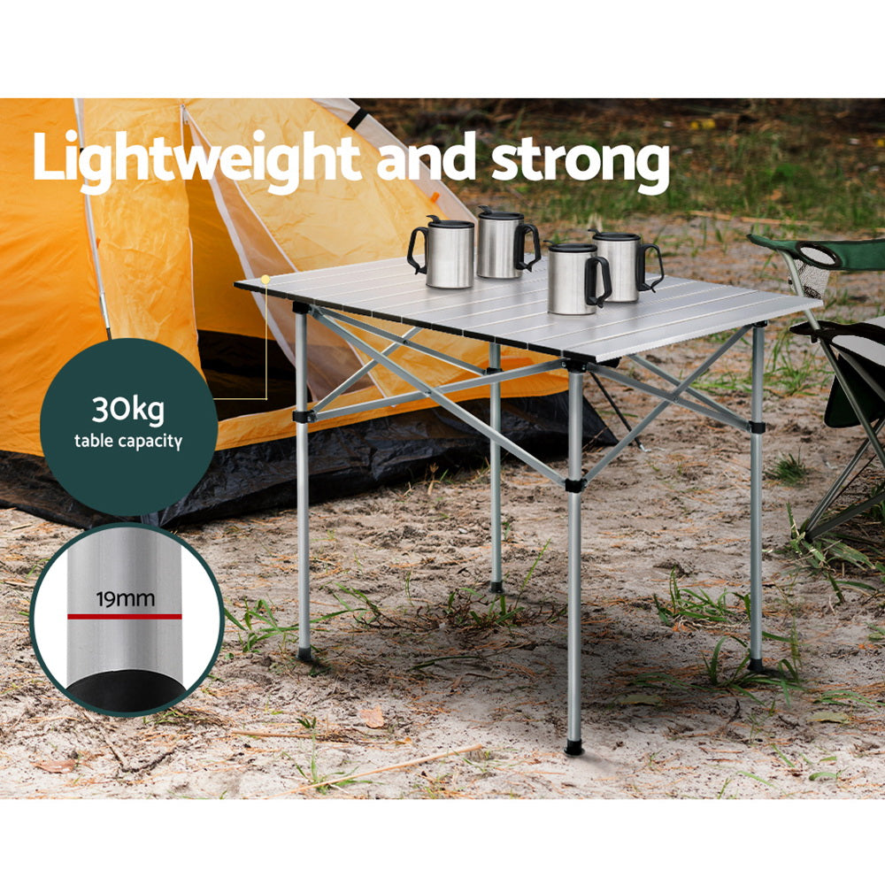 Weisshorn Camping Table Roll Up Aluminum Portable Desk Picnic 70CM-Outdoor > Camping-PEROZ Accessories