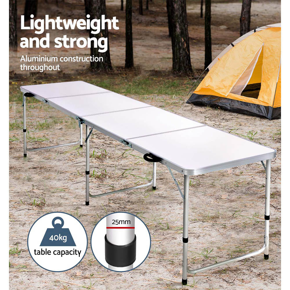 Weisshorn Camping Table Folding Aluminum Portable BBQ Outdoor 240CM-Outdoor > Camping-PEROZ Accessories