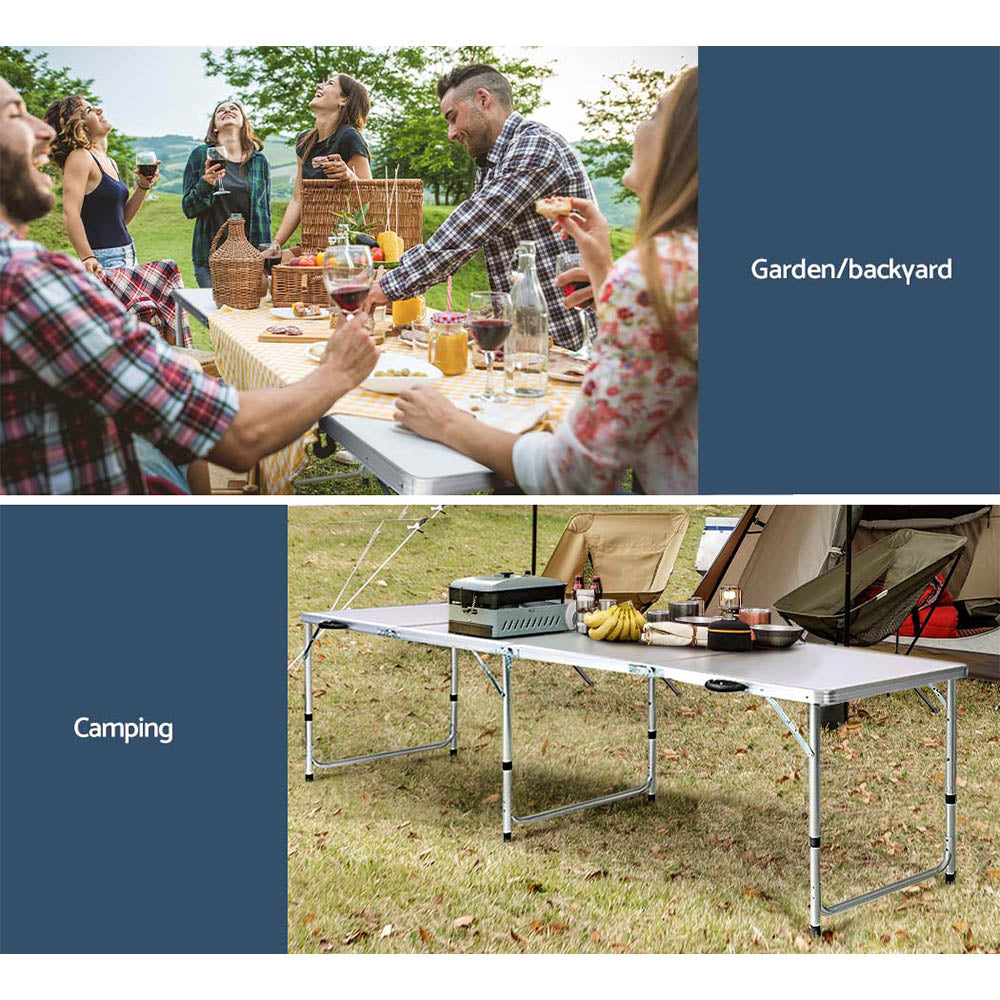 Weisshorn Camping Table Folding Aluminum Portable BBQ Outdoor 240CM-Outdoor > Camping-PEROZ Accessories