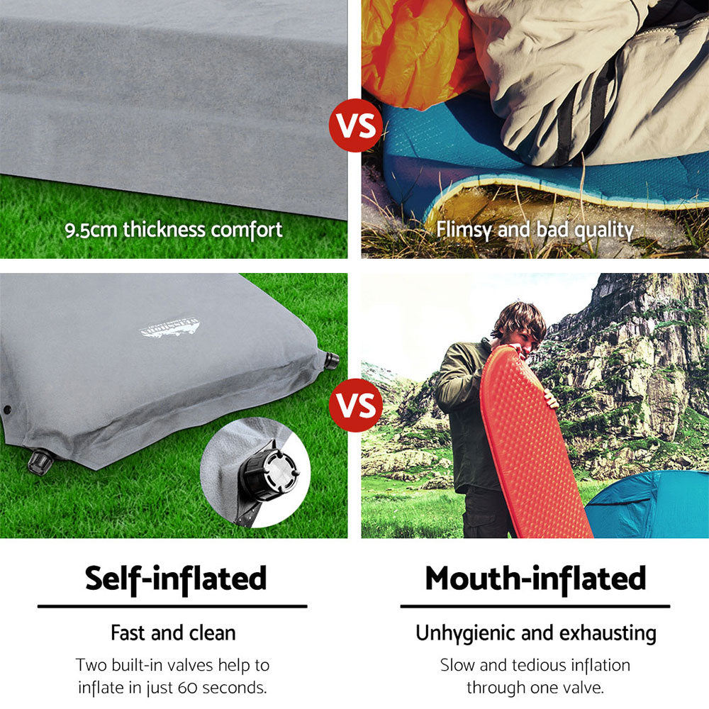 Weisshorn Single Size Self Inflating Matress - Grey-Outdoor > Camping-PEROZ Accessories
