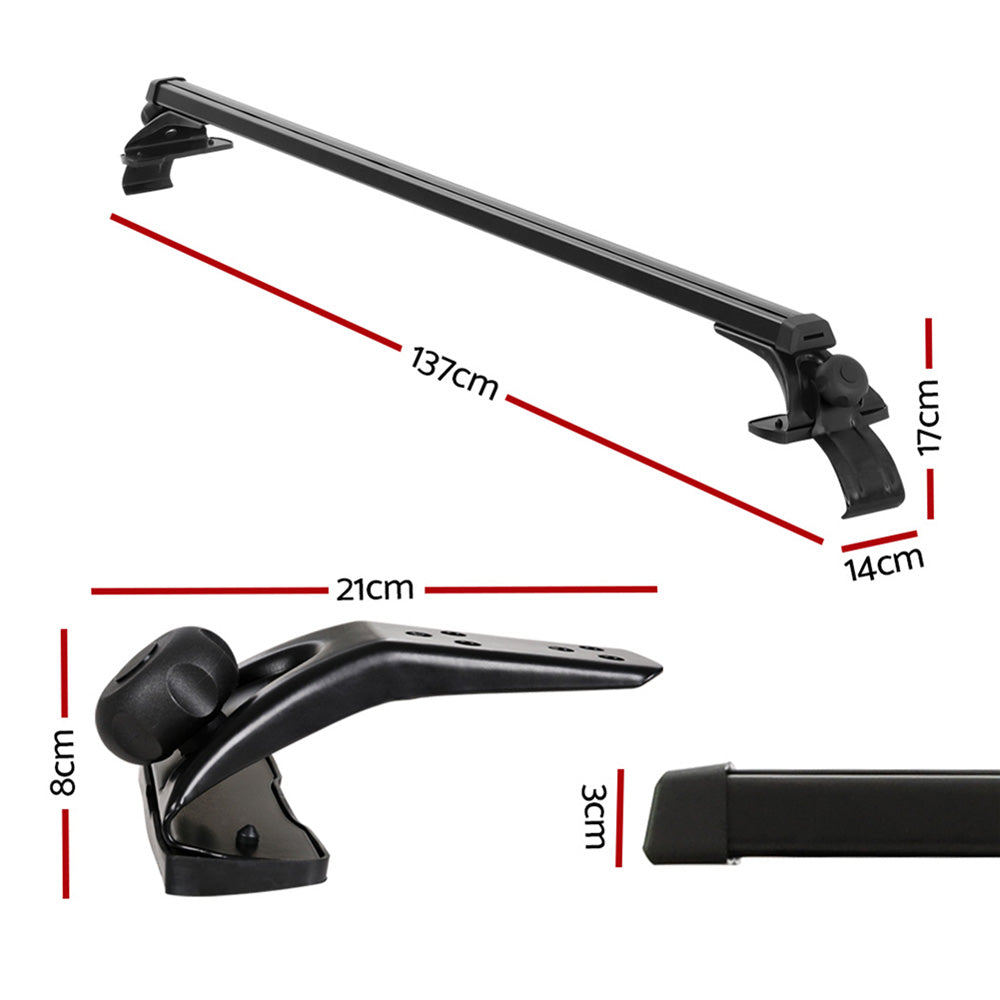 Universal Car Roof Racks Pod Aluminium Cross Bars Brackets 145cm Black-Auto Accessories > Auto Accessories Others-PEROZ Accessories