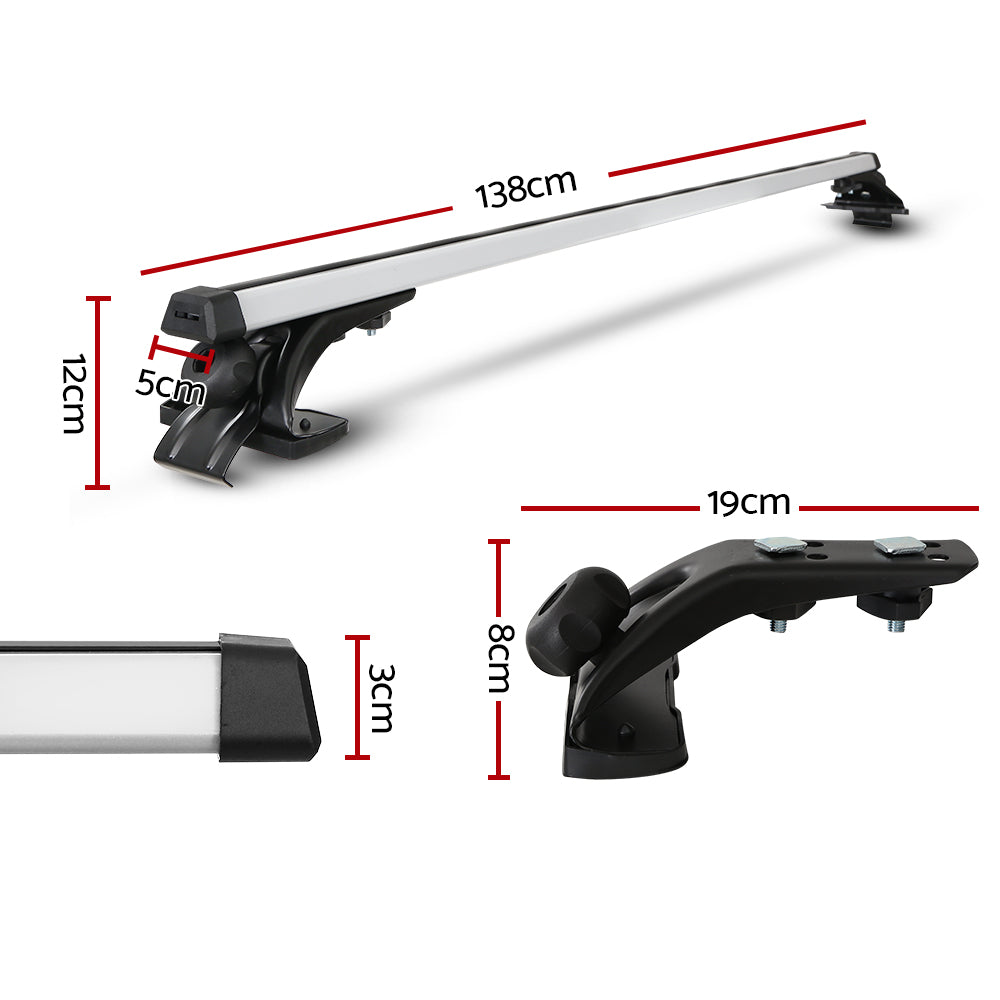 Universal Car Roof Racks Pod Aluminium Cross Bars Brackets 145cm Silver-Auto Accessories > Cross Bar-PEROZ Accessories