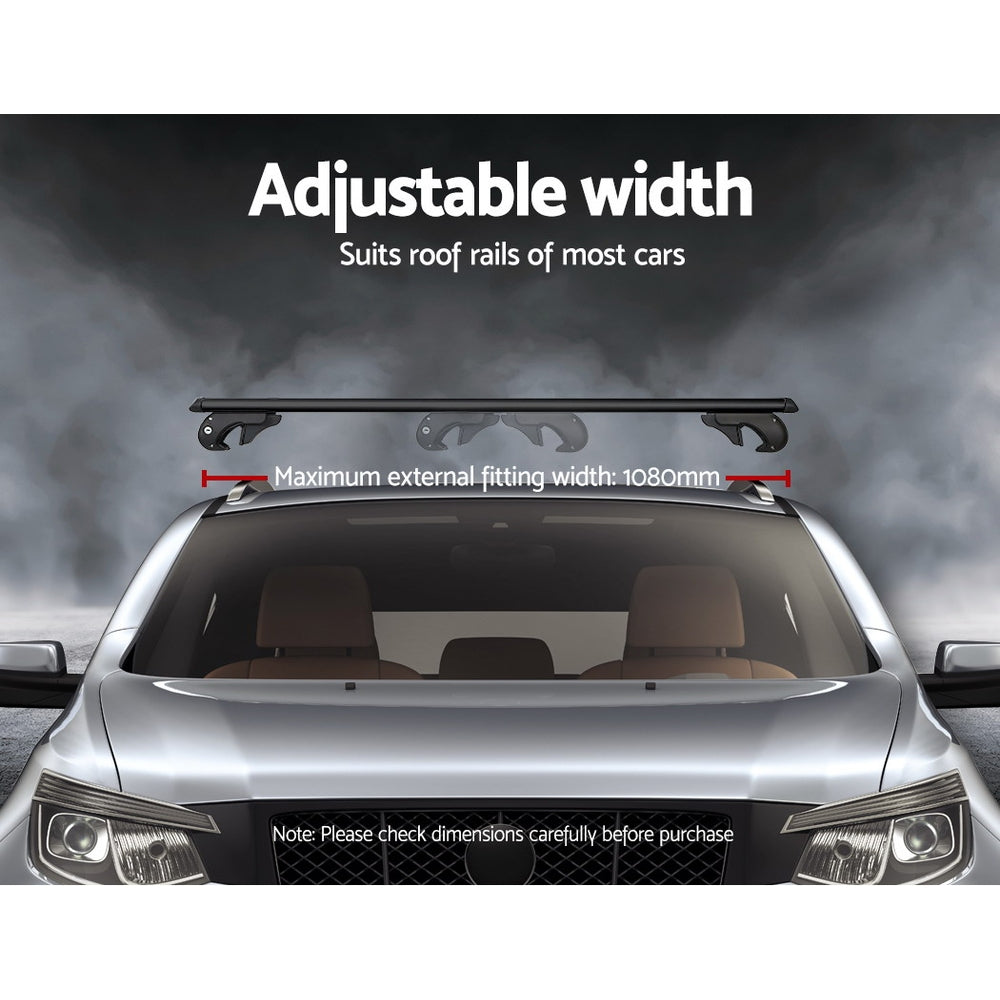 Universal Car Roof Racks Pod Aluminium Cross Bars Adjustable 108cm Black-Auto Accessories > Cross Bar-PEROZ Accessories