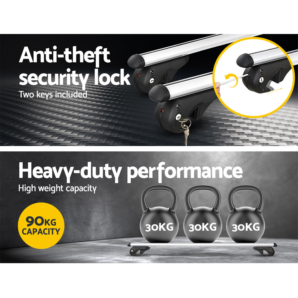 Universal Car Roof Rack Cross Bars Aluminium Silver Adjustable 108cm Racks-Auto Accessories > Cross Bar-PEROZ Accessories