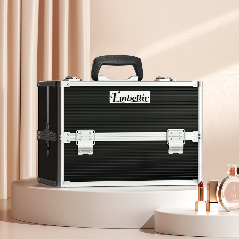 Embellir Portable Cosmetic Beauty Makeup Case- Black-Health & Beauty > Makeup-PEROZ Accessories