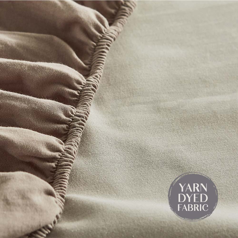 Cosy Club Washed Cotton Sheet Set Pink Brown Double-Bed Sheets-PEROZ Accessories