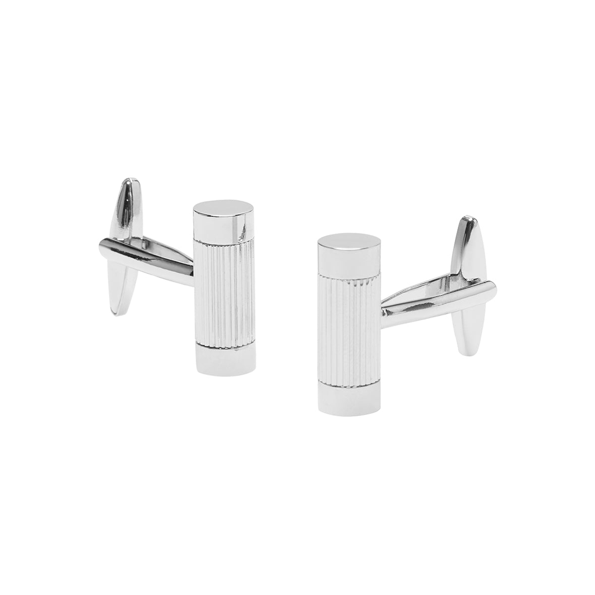 CUFFLINKS. Nickel Polished. Ribbed. Rod. Supplied in case.-Cufflinks-PEROZ Accessories