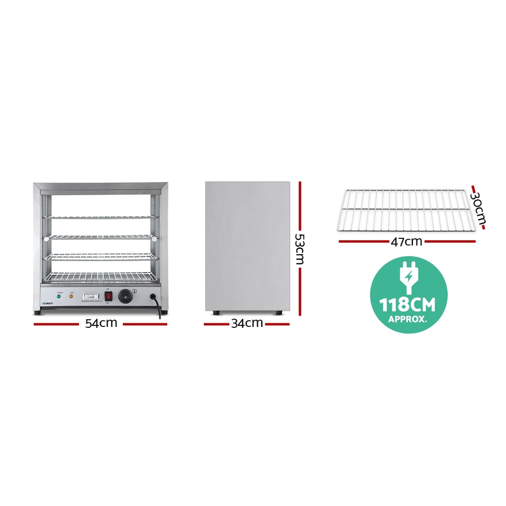 Devanti Commercial Food Warmer Pie Hot Display Showcase Cabinet Stainless Steel-Appliances > Kitchen Appliances-PEROZ Accessories