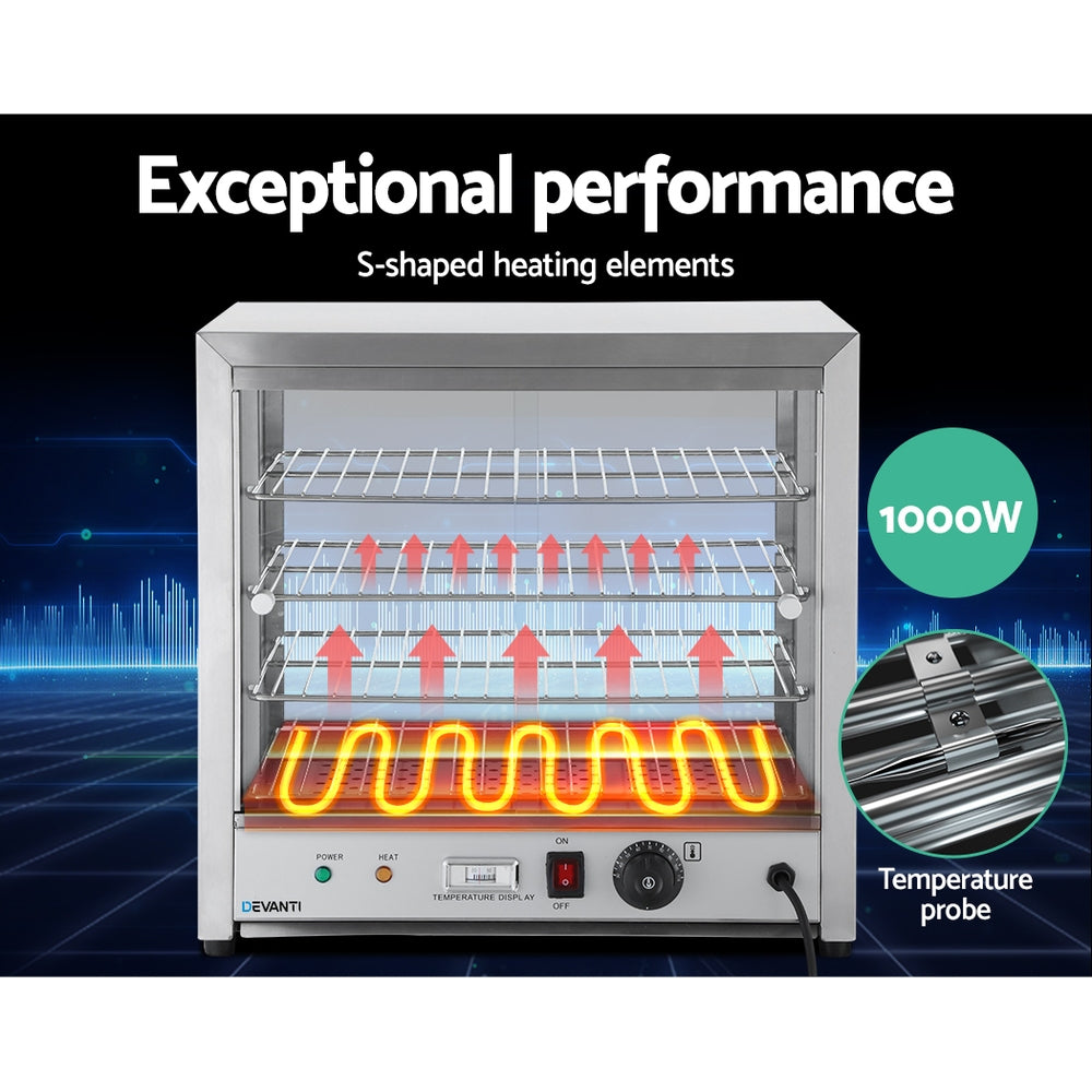 Devanti Commercial Food Warmer Pie Hot Display Showcase Cabinet Stainless Steel-Appliances > Kitchen Appliances-PEROZ Accessories