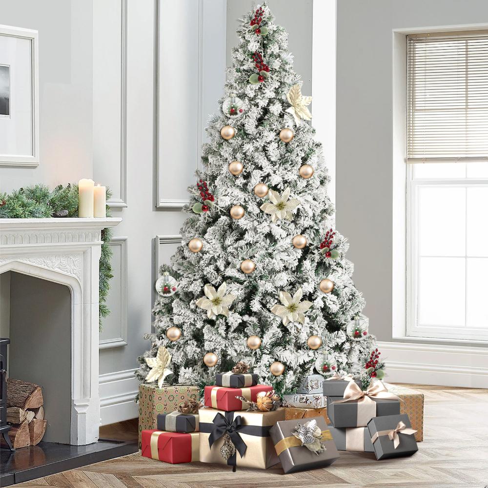 Mazam Christmas Tree 2.4M 8FT Snow Flocked Xmas Decorations Home Decor Green