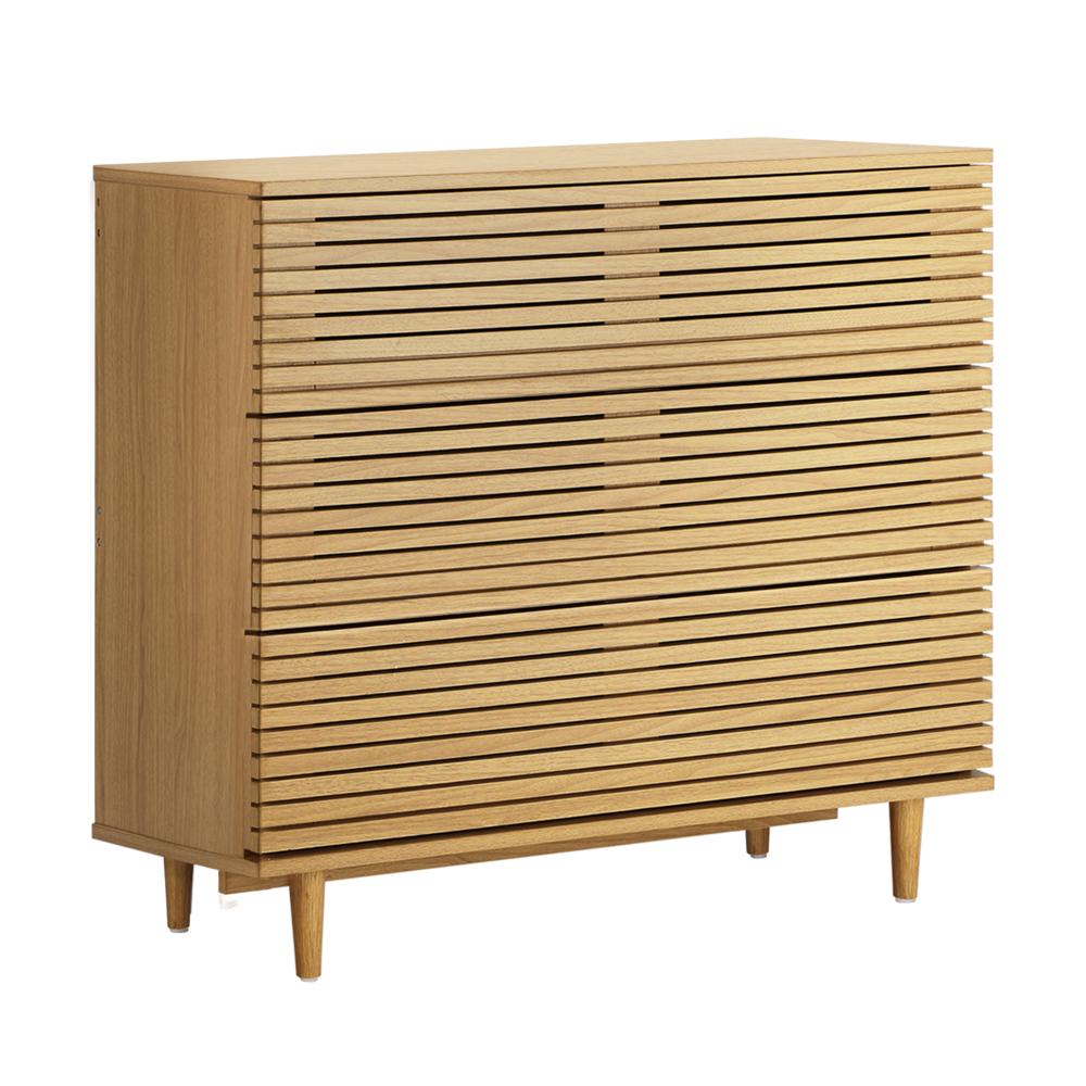 Oikiture 3 Chest of Drawers Tallboy Cabinet Bedroom Clothes Unique Furniture-Chest of Drawers-PEROZ Accessories