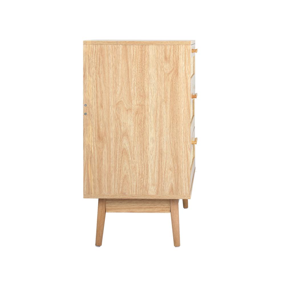 Oikiture 3 Chest of Drawers Tallboy Cabinet Clothes Storage Rattan Furniture-Chest of Drawers-PEROZ Accessories