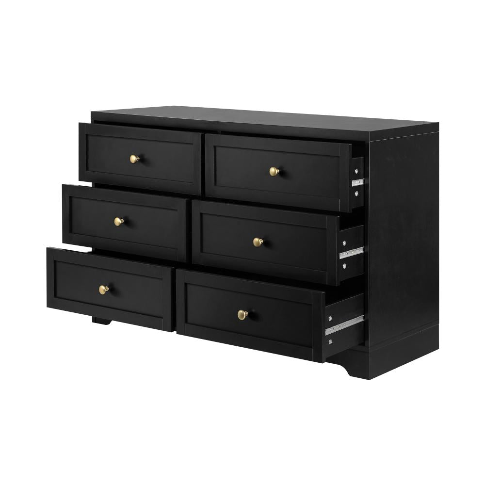 Oikiture Chest of Drawers with 6 Drawers Dresser Tallboy Storage Cabinet Black