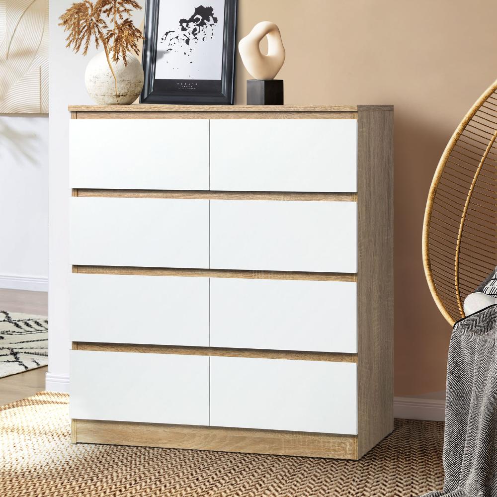 Oikiture Chest of Drawers 8 Drawers Tallboy Cabinet Home Furniture-Chest of Drawers-PEROZ Accessories
