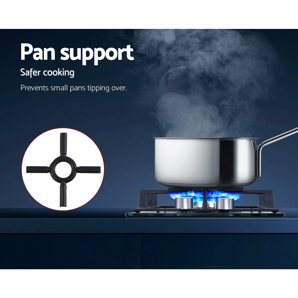 Devanti Gas Cooktop 30cm Gas Stove Cooker 2 Burner Cook Top Konbs NG LPG Black-Appliances > Kitchen Appliances-PEROZ Accessories