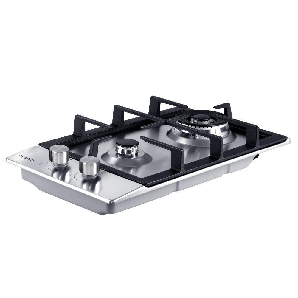 Devanti Gas Cooktop 30cm Gas Stove Cooker 2 Burner Cook Top Konbs NG LPG Steel-Appliances > Kitchen Appliances-PEROZ Accessories