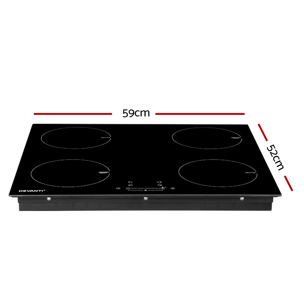 Devanti Electric Induction Cooktop 60cm Ceramic 4 Zones Stove Cook Top Hot Plate-Appliances > Kitchen Appliances-PEROZ Accessories