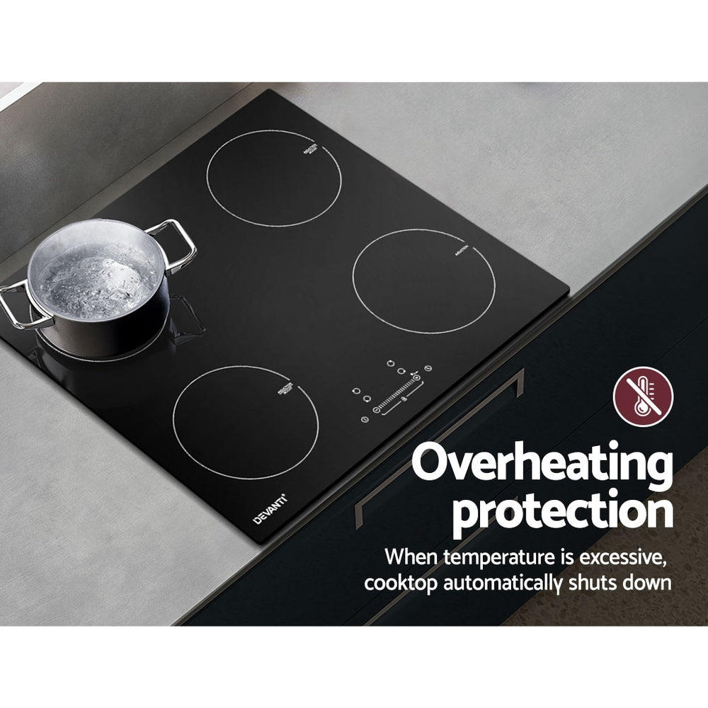 Devanti Electric Induction Cooktop 60cm Ceramic 4 Zones Stove Cook Top Hot Plate-Appliances &gt; Kitchen Appliances-PEROZ Accessories