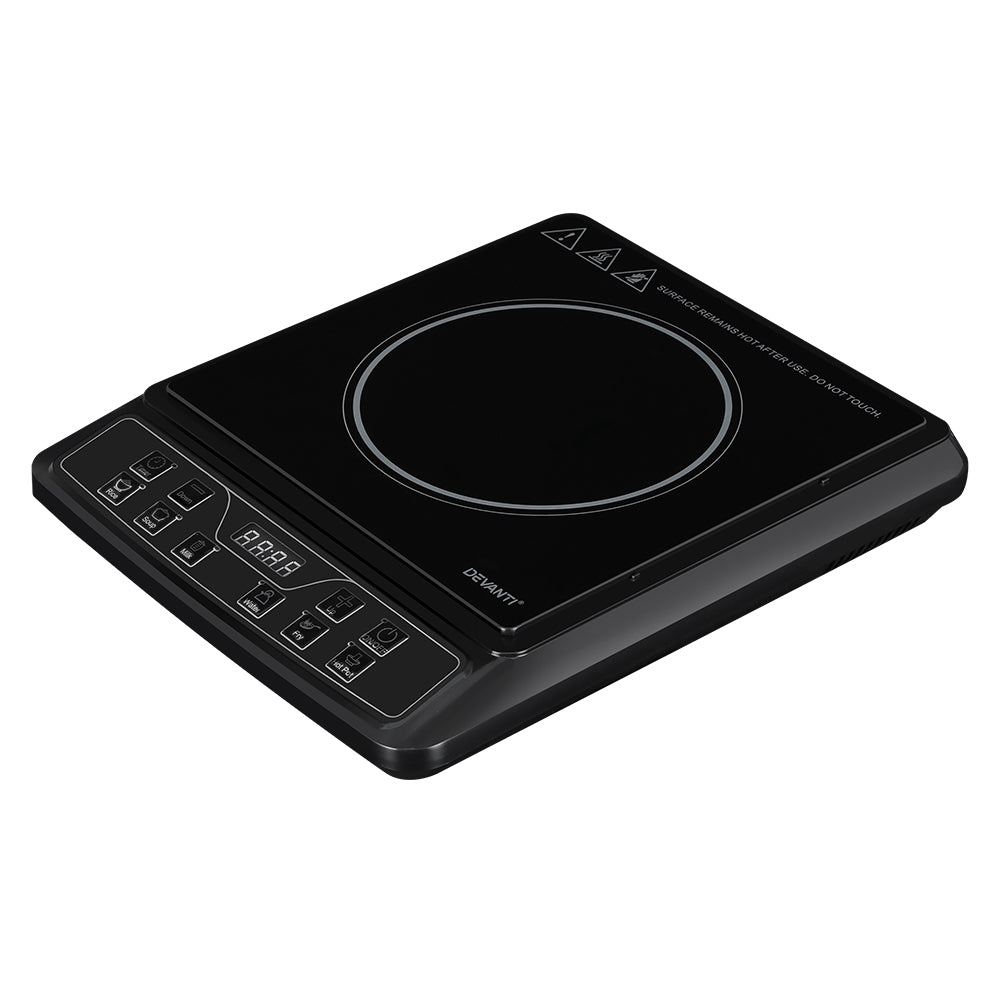 Devanti Electric Induction Cooktop Portable Cook Top Ceramic Kitchen Hot Plate-Appliances > Kitchen Appliances-PEROZ Accessories