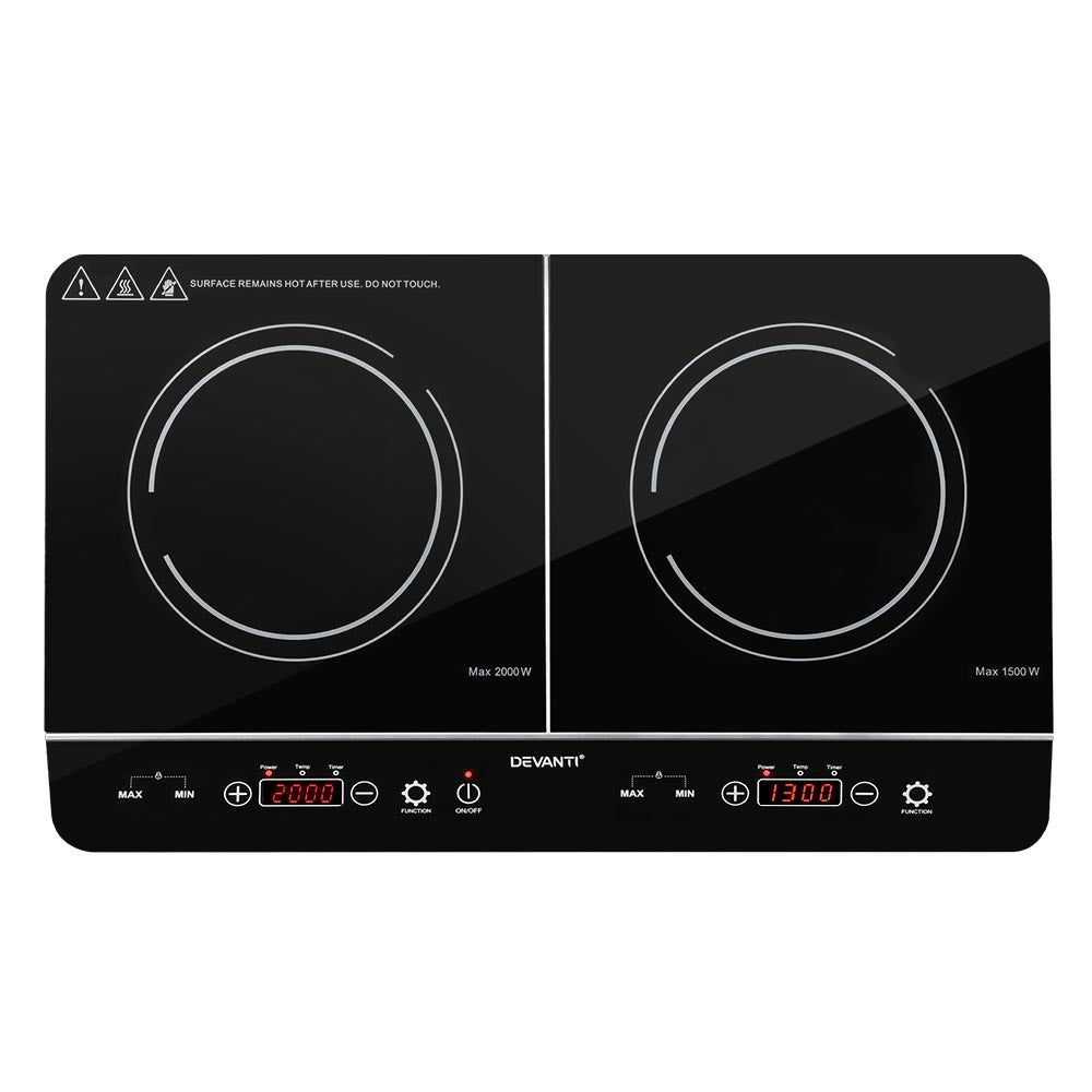 Devanti Electric Induction Cooktop 60cm Portable Kitchen Ceramic Glass Cooker-Appliances > Kitchen Appliances-PEROZ Accessories