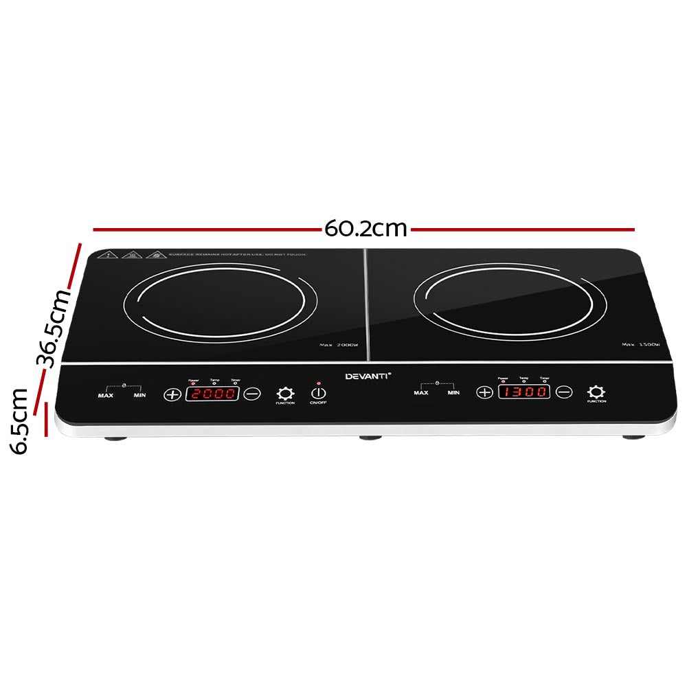 Devanti Electric Induction Cooktop 60cm Portable Kitchen Ceramic Glass Cooker-Appliances > Kitchen Appliances-PEROZ Accessories