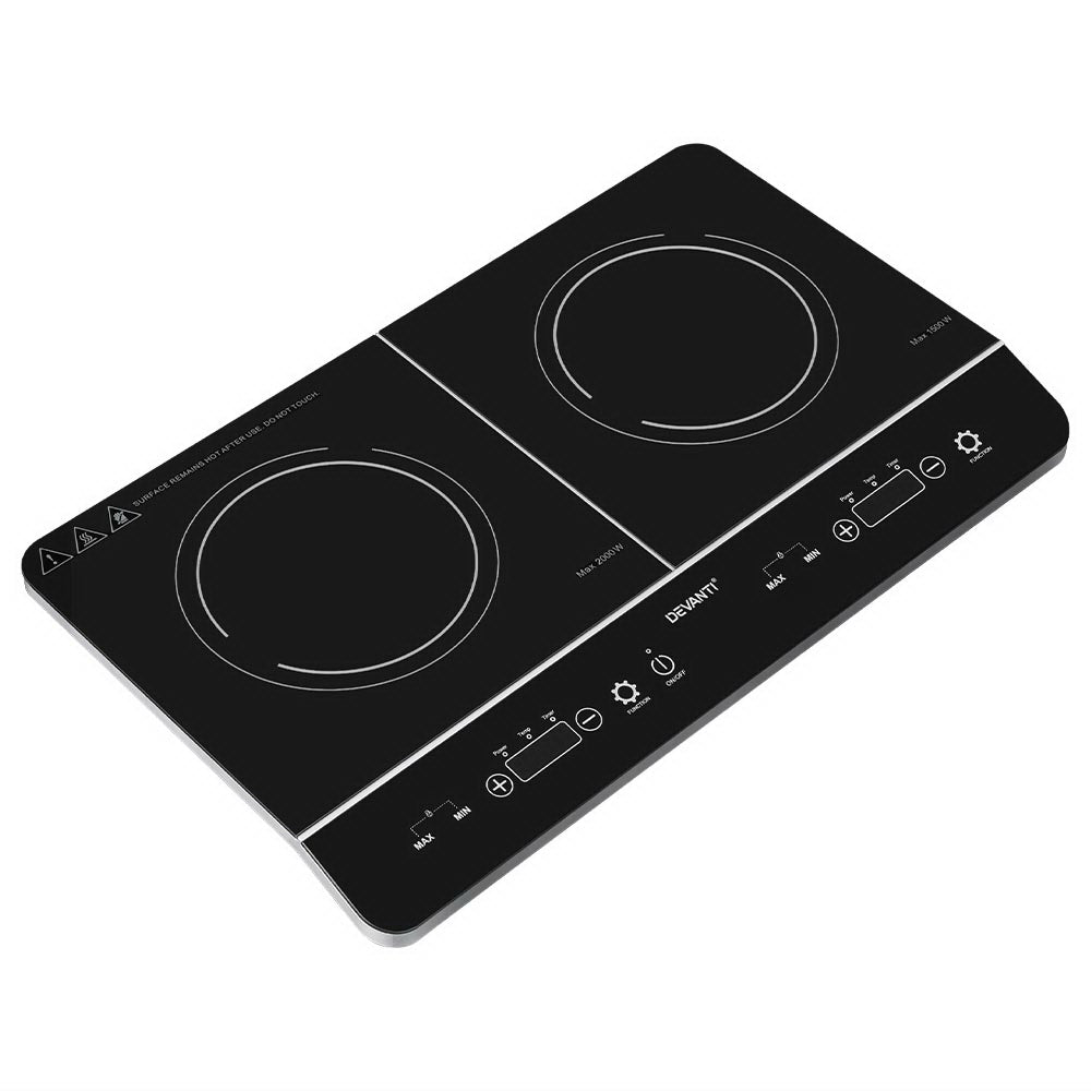 Devanti Electric Induction Cooktop 60cm Portable Kitchen Ceramic Glass Cooker-Appliances > Kitchen Appliances-PEROZ Accessories