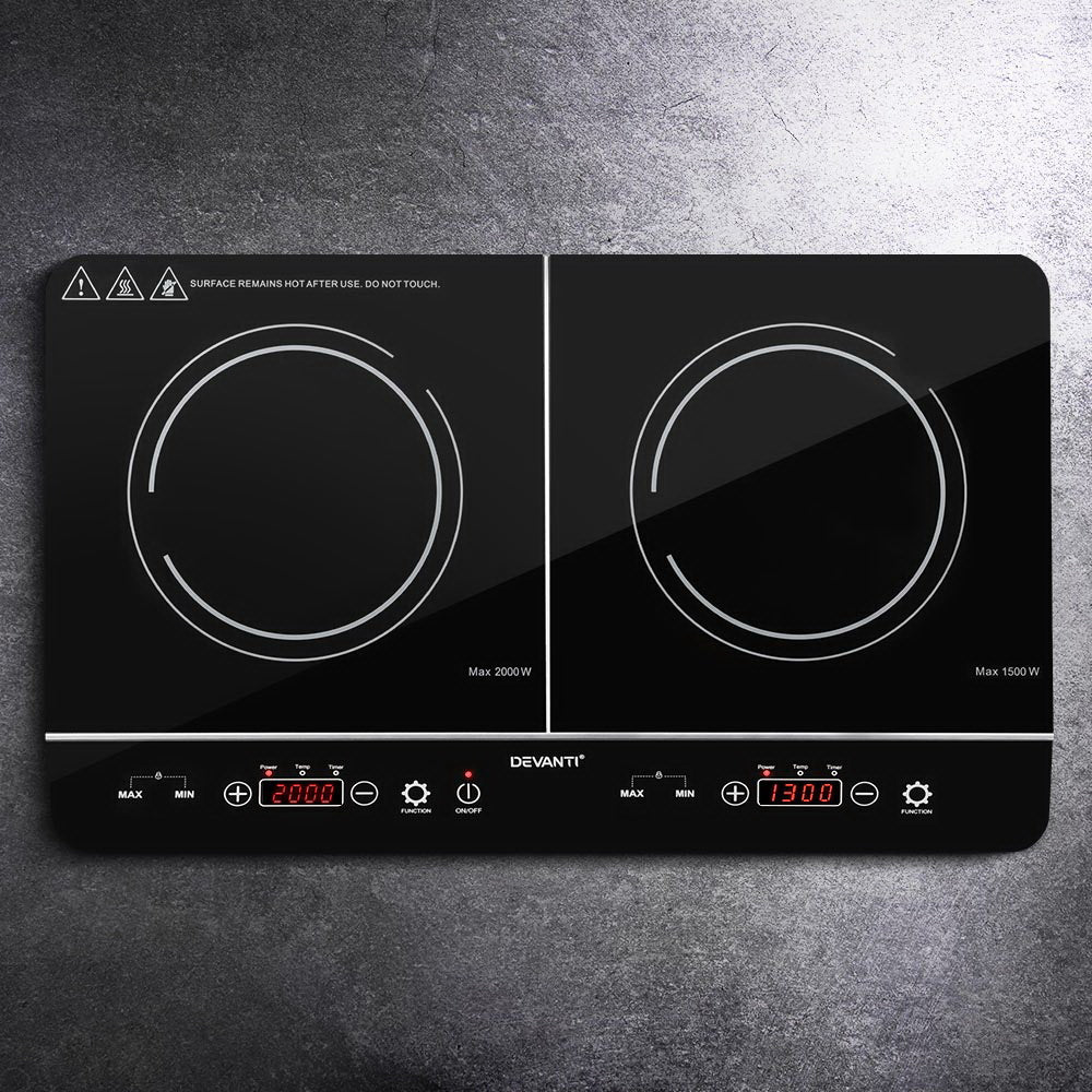 Devanti Electric Induction Cooktop 60cm Portable Kitchen Ceramic Glass Cooker-Appliances > Kitchen Appliances-PEROZ Accessories