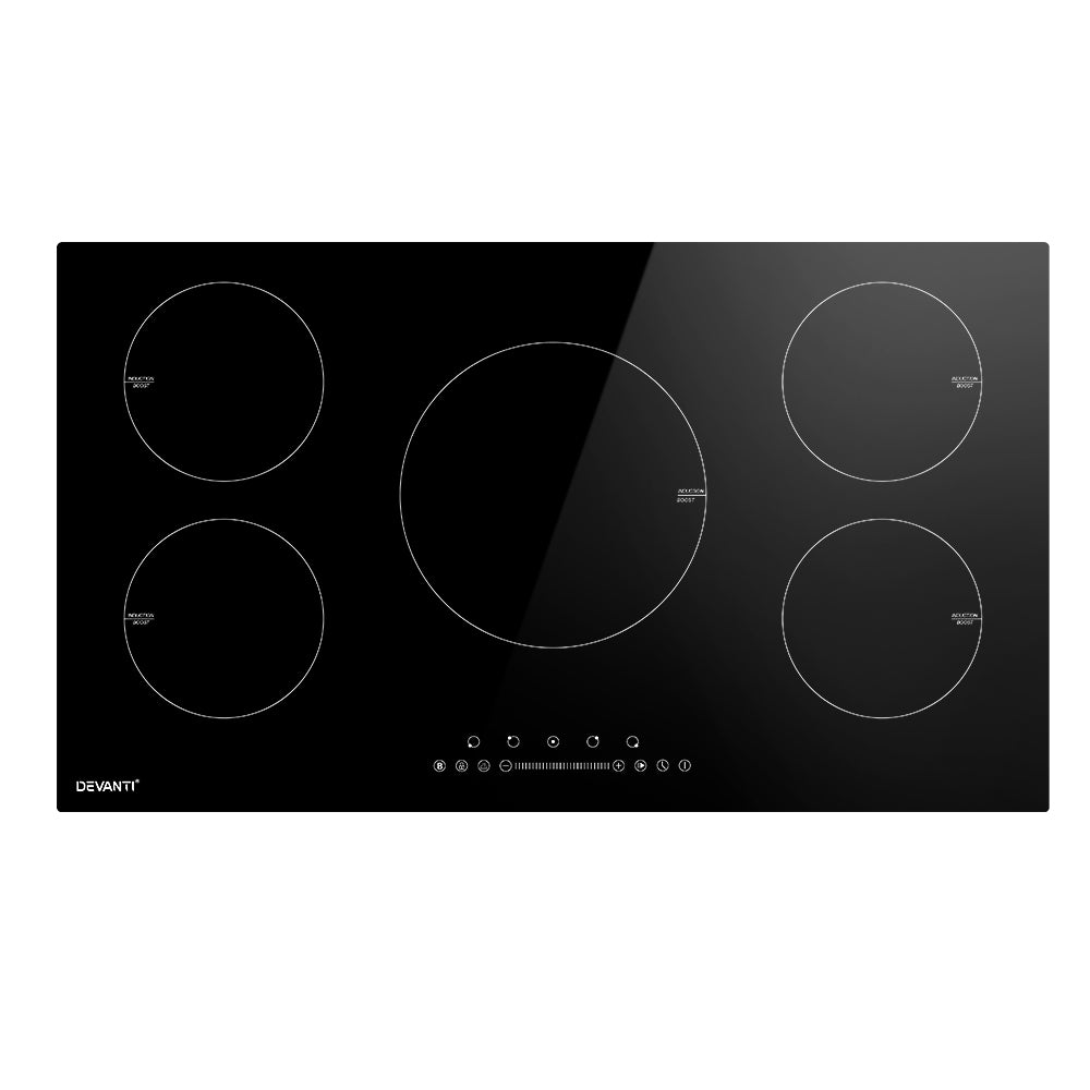 Devanti Induction Cooktop 90cm Electric Cooker Ceramic 5 Zones Stove Hot Plate-Appliances > Kitchen Appliances-PEROZ Accessories