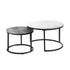 Shop Oikiture Set of 2 Coffee Table Round Nesting Side End Table White & Grey  | PEROZ Australia