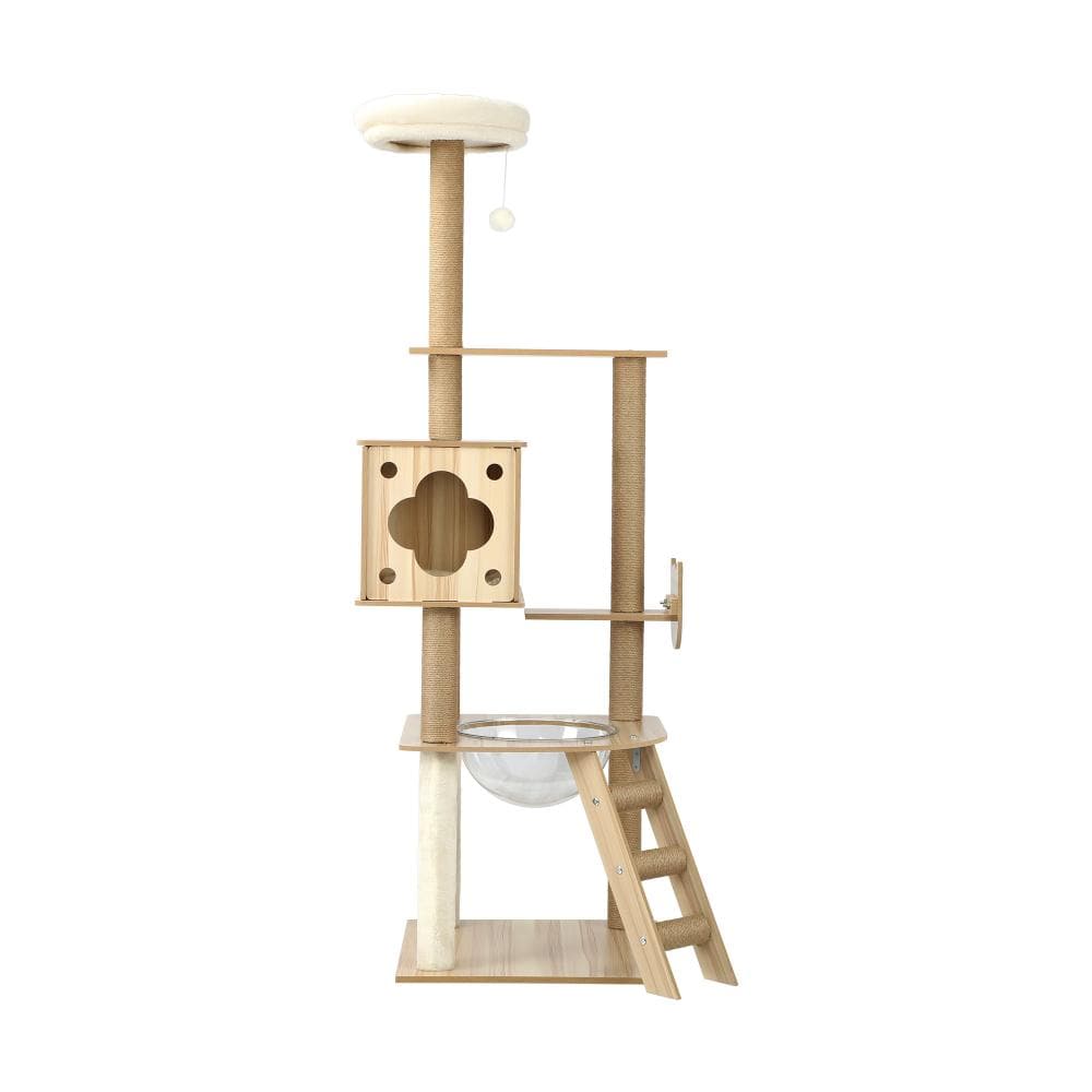 Alopet 162cm Wooden Cat Tree with Ladder, Cat Condo and Scratching Post Cat Tower-Cat Tree-PEROZ Accessories