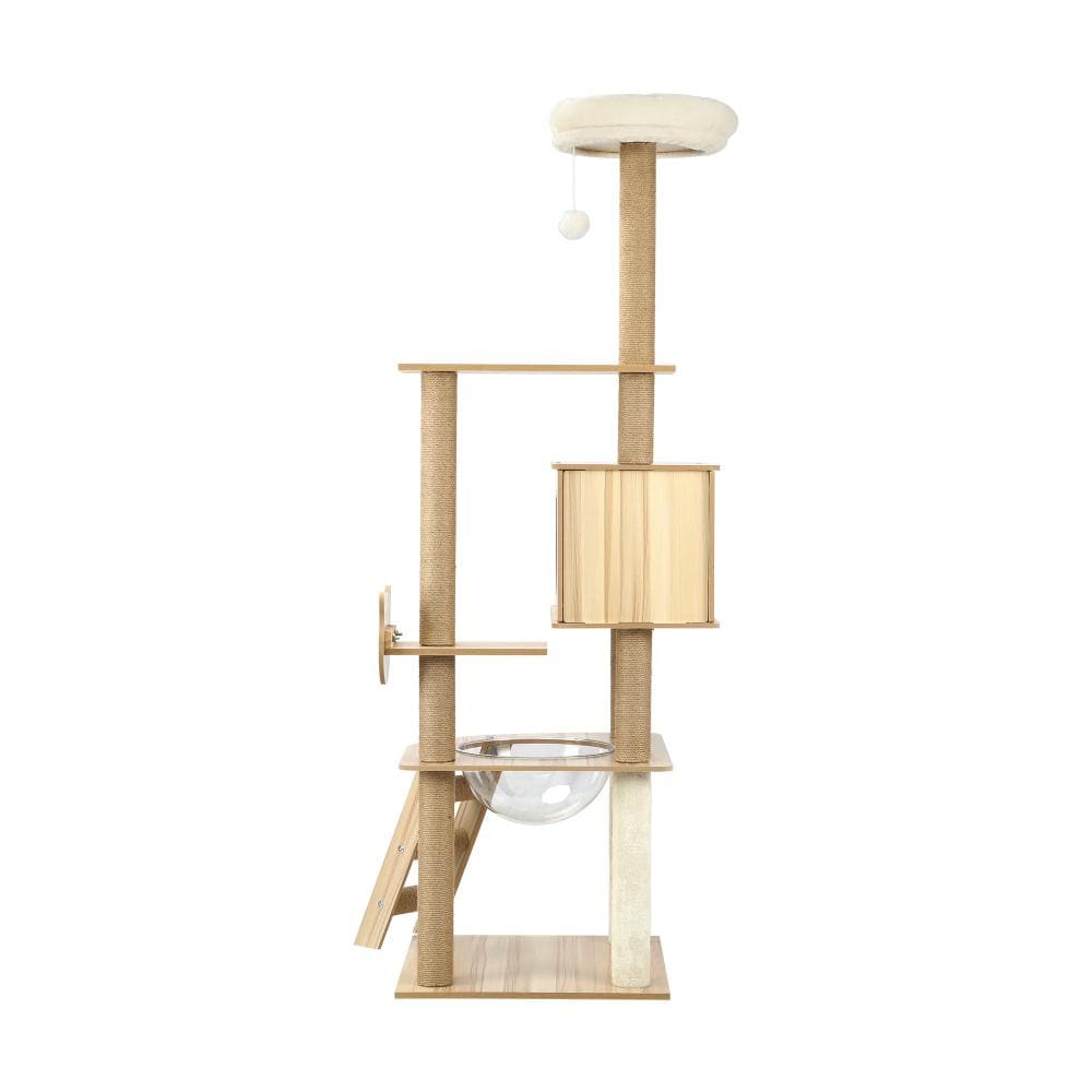 Alopet 162cm Wooden Cat Tree with Ladder, Cat Condo and Scratching Post Cat Tower-Cat Tree-PEROZ Accessories
