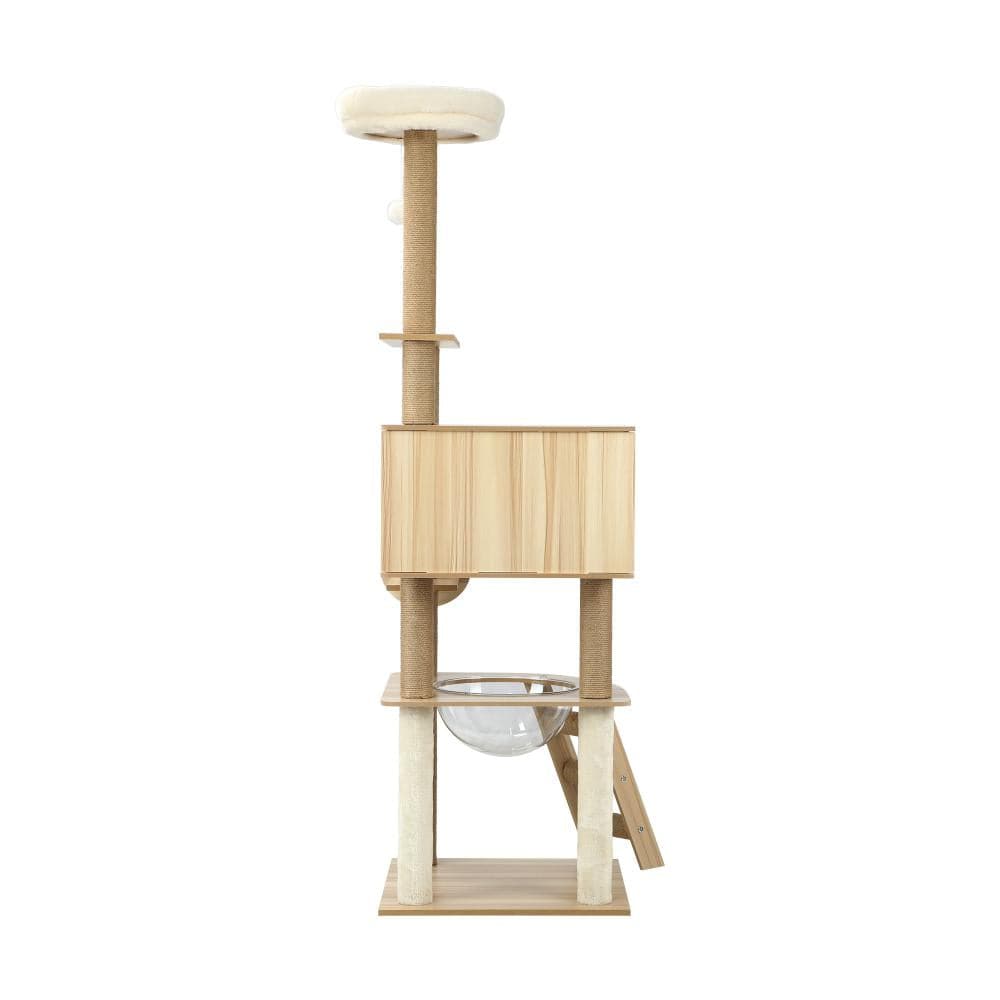 Alopet 162cm Wooden Cat Tree with Ladder, Cat Condo and Scratching Post Cat Tower-Cat Tree-PEROZ Accessories