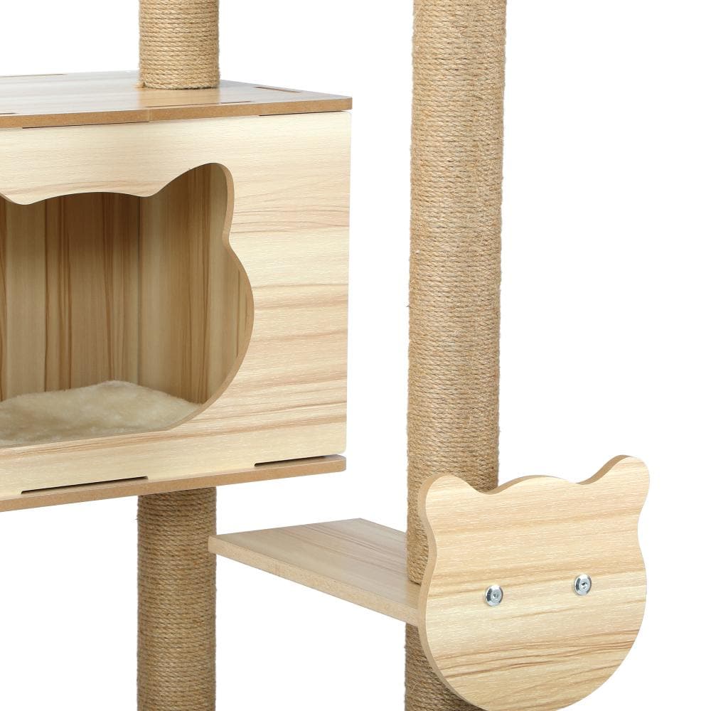 Alopet 162cm Wooden Cat Tree with Ladder, Cat Condo and Scratching Post Cat Tower-Cat Tree-PEROZ Accessories