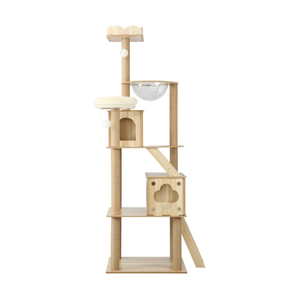 Alopet 190cm Wooden Cat Tree with Ladder, Cat Condo and Scratching Post Cat Tower-Cat Tree-PEROZ Accessories