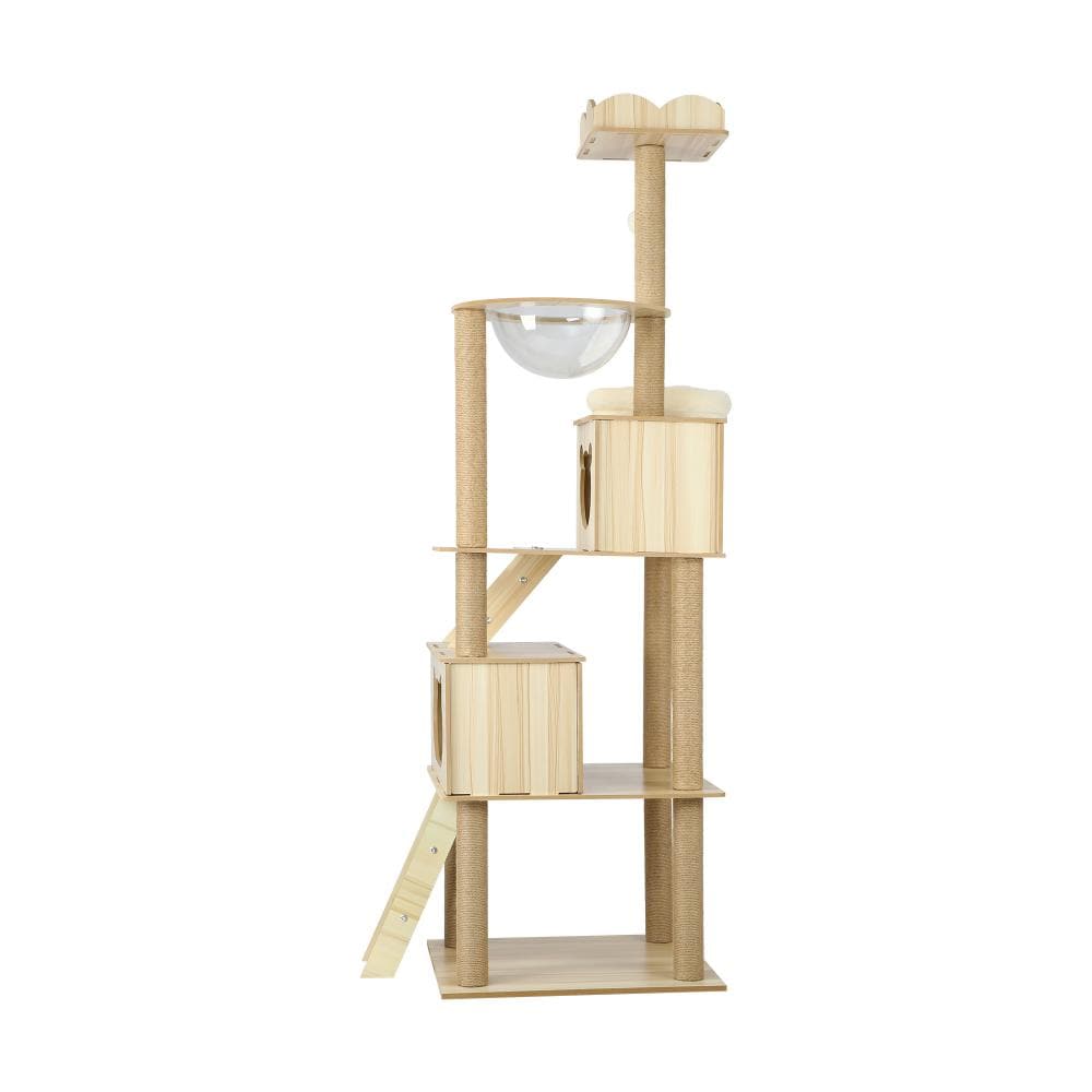 Alopet 190cm Wooden Cat Tree with Ladder, Cat Condo and Scratching Post Cat Tower-Cat Tree-PEROZ Accessories