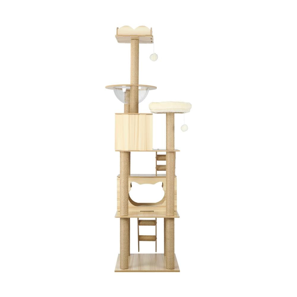 Alopet 190cm Wooden Cat Tree with Ladder, Cat Condo and Scratching Post Cat Tower-Cat Tree-PEROZ Accessories