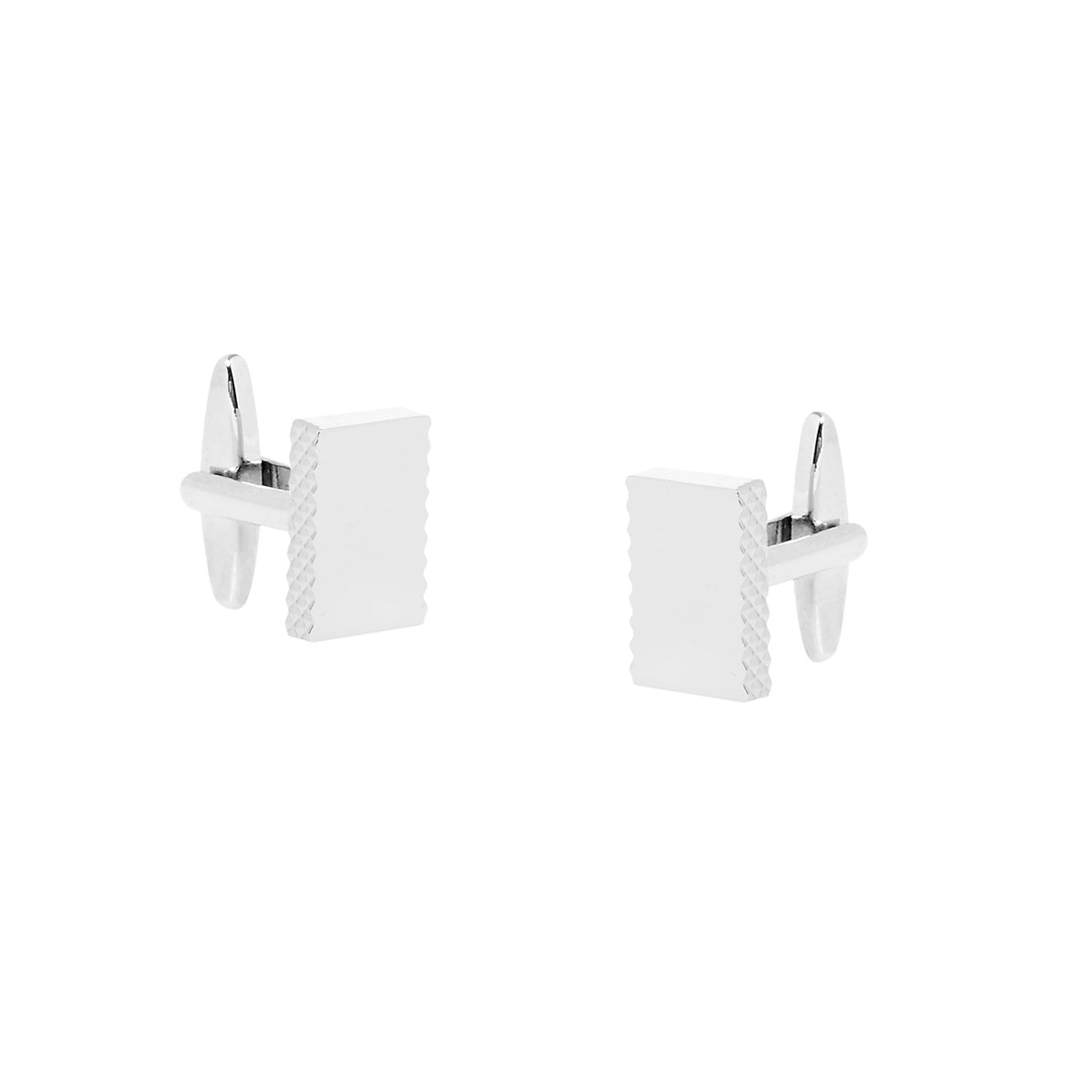 CUFFLINKS. Nickel Polished. Edge Detail. Rectangular. Supplied in case.-Cufflinks-PEROZ Accessories